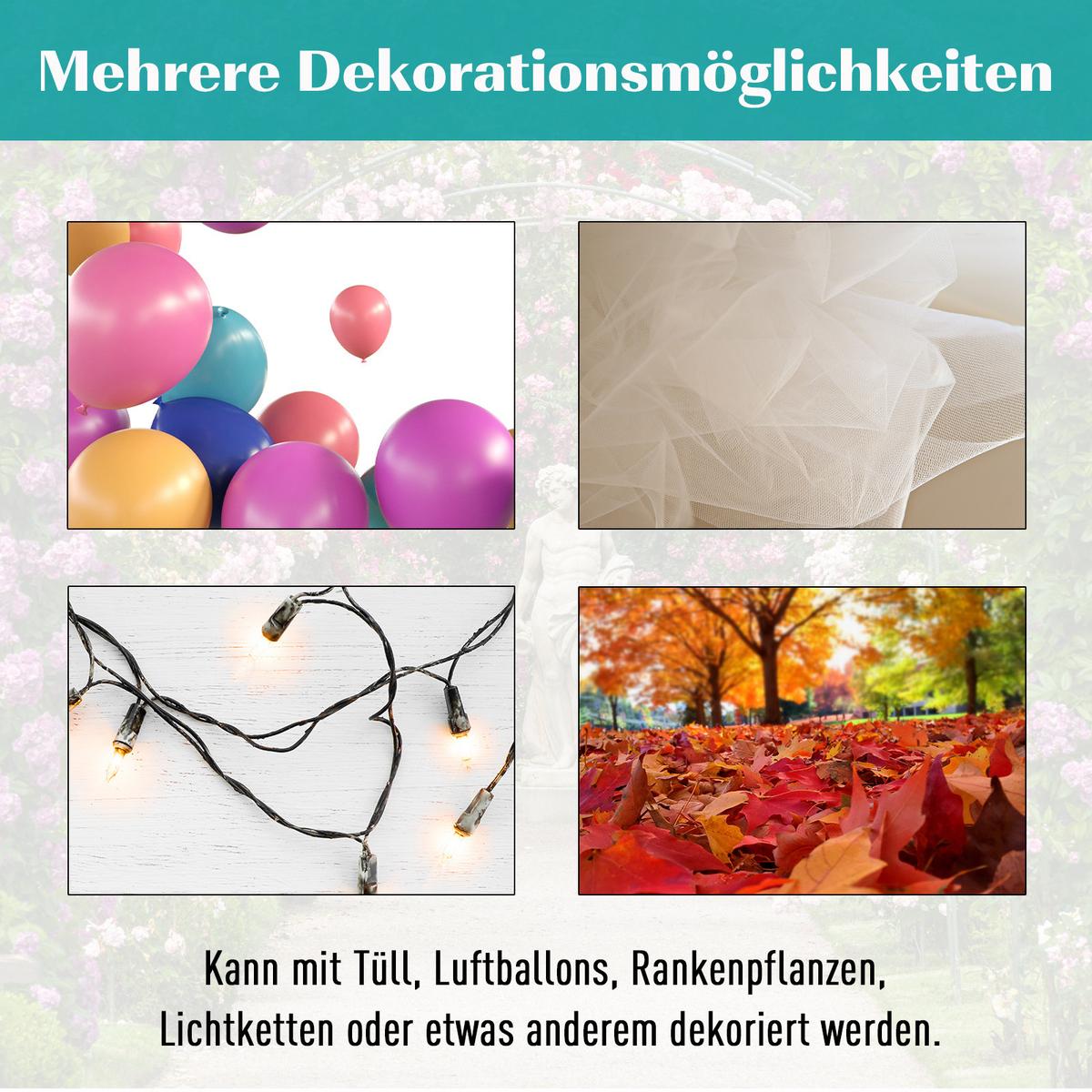SITZBANK, Bogendach, 154 x 60 x 205 cm, Metall, Schwarz - Schwarz, Metall (60/205/154cm) - Outsunny