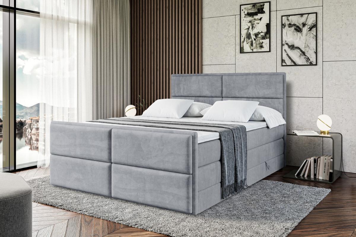 BOXSPRINGBETT AURA-Z KING - 180 x 200 - H3/H4 - Grau - Grau, Holzwerkstoff (180/200cm) - ALTDECOR