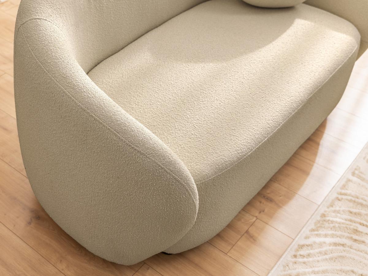 2-SITZER-SOFA Roundi Beige Bouclé - Beige/Schwarz, Holz/Kunststoff (150/76/80cm) - S-Style Möbel