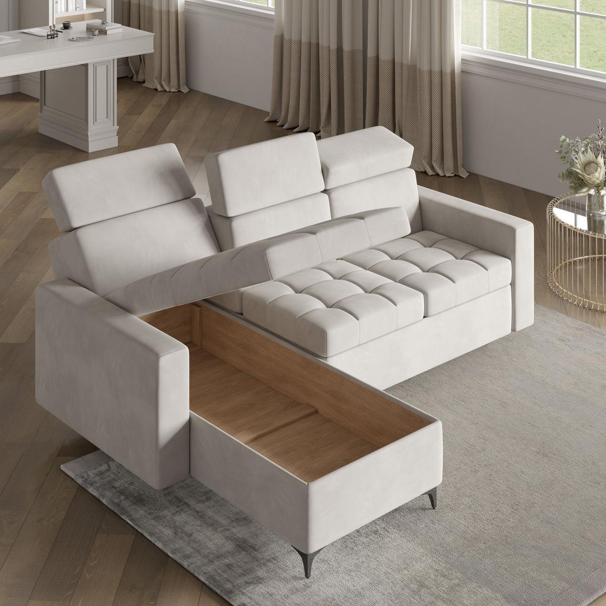 ECKSOFA KAME Gelb Plüsch-Stoff mit Schlaffunktion - Gelb/Schwarz, Holz/Textil (227/168cm) - MASSENO