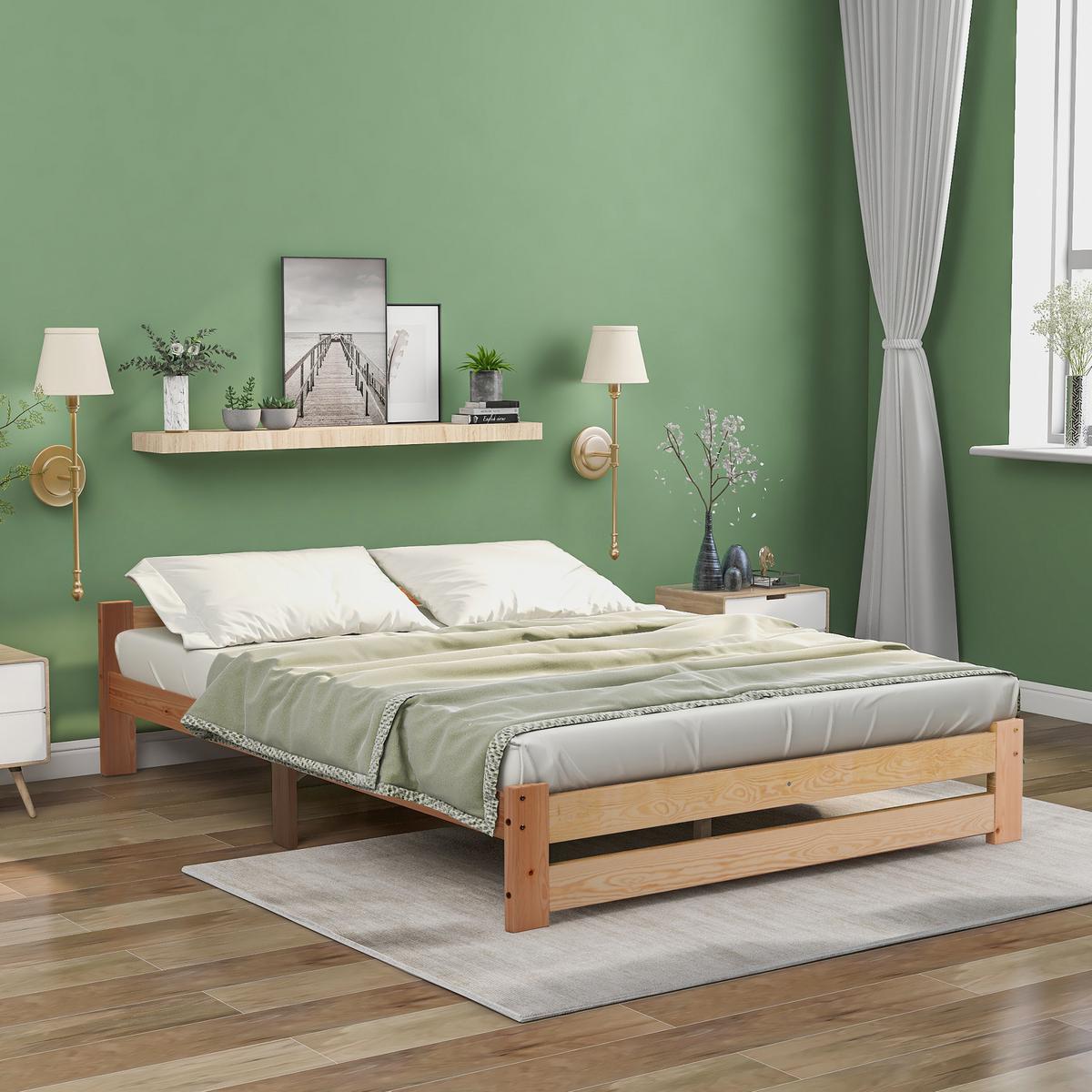MASSIVHOLZBETT Natur 200/140 cm - Beige, Holz - Urban Meuble