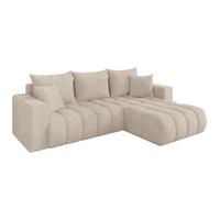 ECKSOFA mit Schlaffunktion Ottomane Rechts MILA-L-v1 277x195x86 Beige Cord - Beige/Schwarz, Holzwerkstoff/Kunststoff (277/194cm) - ALTDECOR