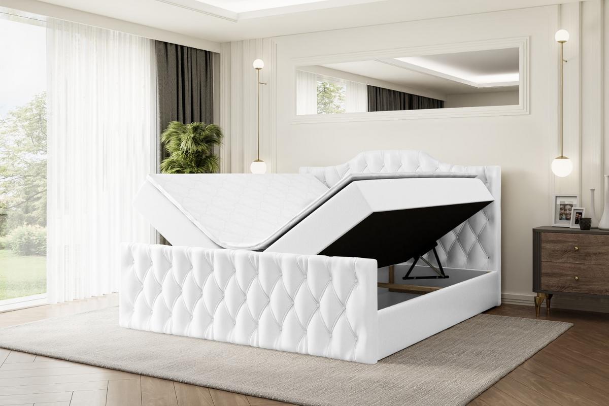 BOXBETT VILA-1-Z - 140x200 cm - H4 - Weiß Hochglanz - Weiß Hochglanz, Holzwerkstoff (140/200cm) - ALTDECOR