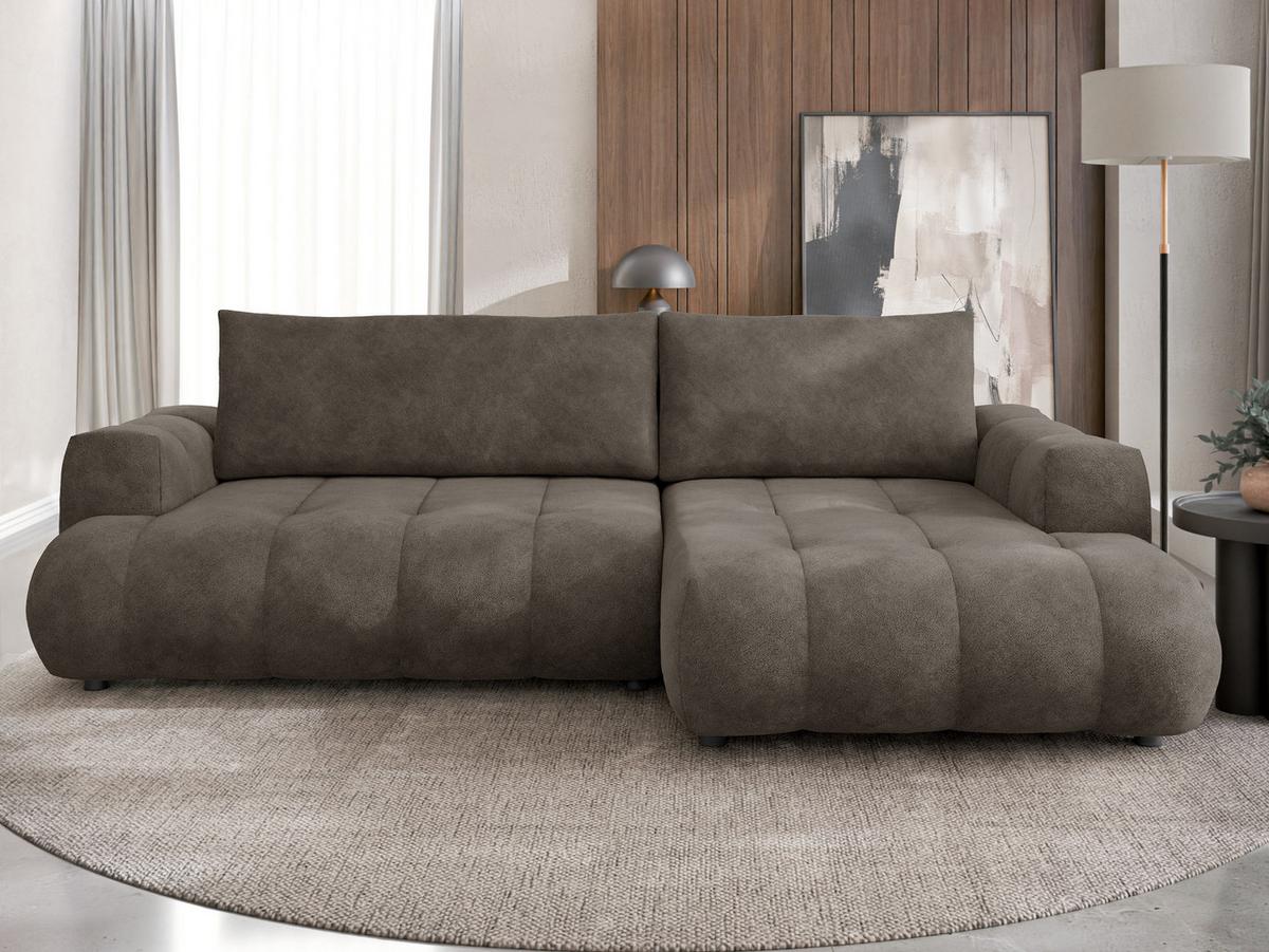 ECKSOFA Haiti, Seite: Rechts 2R+LC - Schwarz/Braun, Holz/Textil (276/156cm) - MIRJAN24