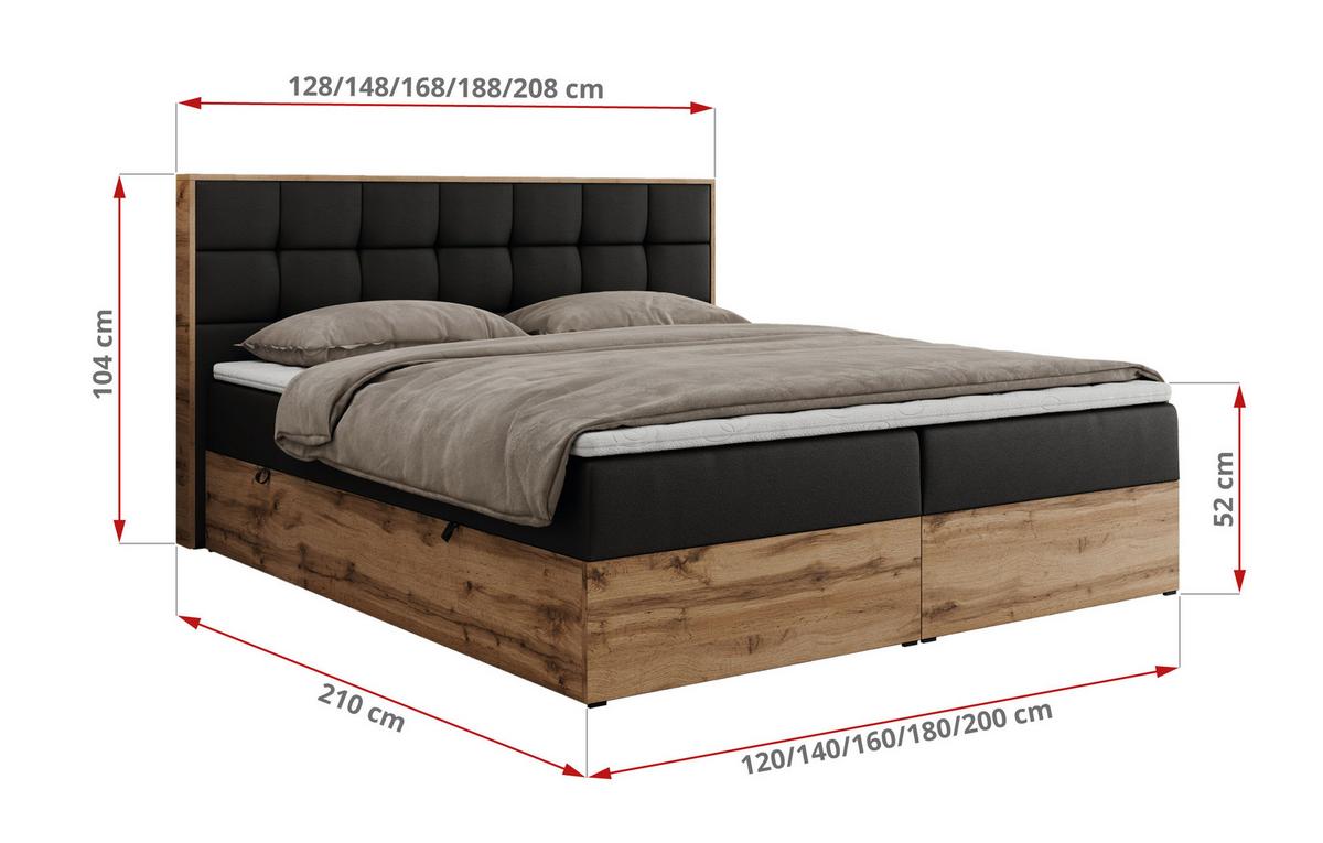 BOXBETT ALBERO 1 - 160/200 Schwarz Kunstleder - H4 - Schwarz, Holz/Textil (160/200cm) - MKS