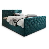 BOXBETT MANDI 160x200 cm mit Matratze und Topper - Blau - Blau/Grün, Holz (160/200cm) - MASSENO