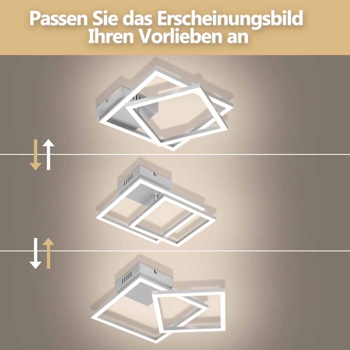 LED DECKENLEUCHTE Aelwynne 34.5/34.5/6.7 cm - Silberfarben, Kunststoff (34.5/34.5/6.7cm) - ZMH