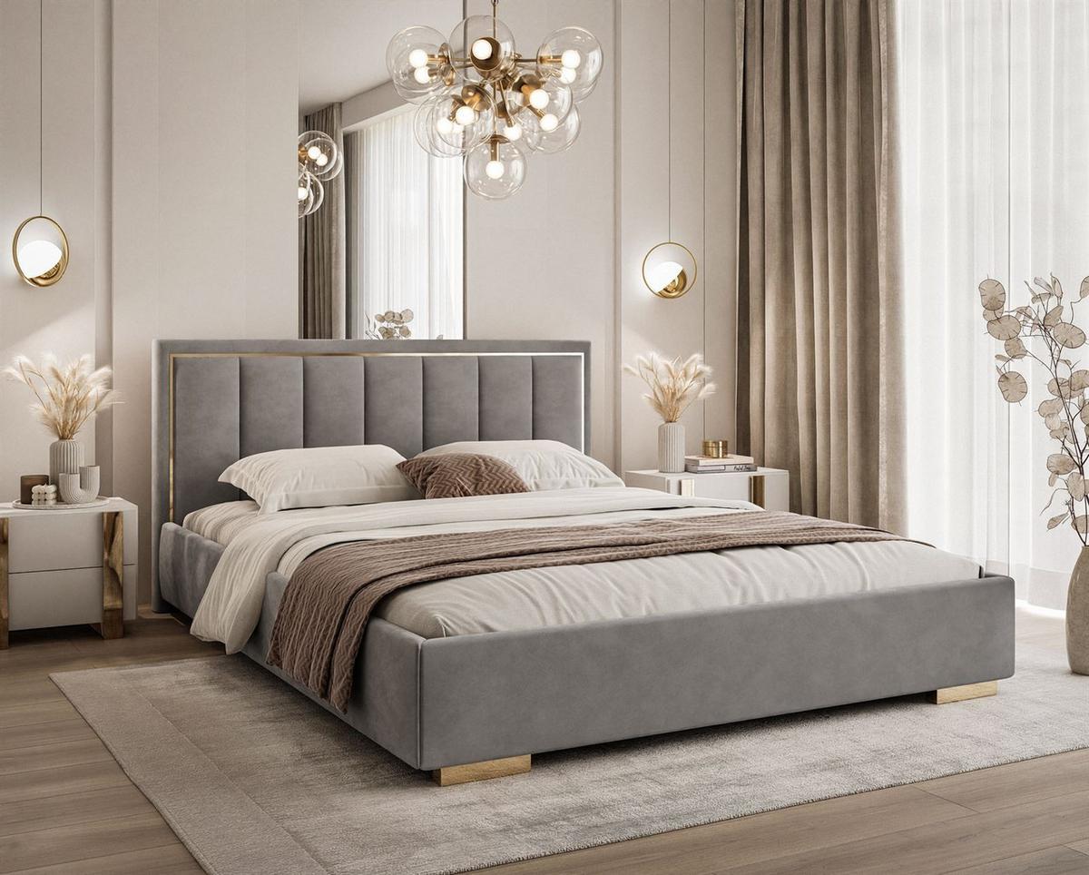 POLSTERBETT AURELIA 180x200 mit Stauraum für Bettwäsche und Rahmen Jasmine 90 - Dunkelgrau, Textil - Lookway