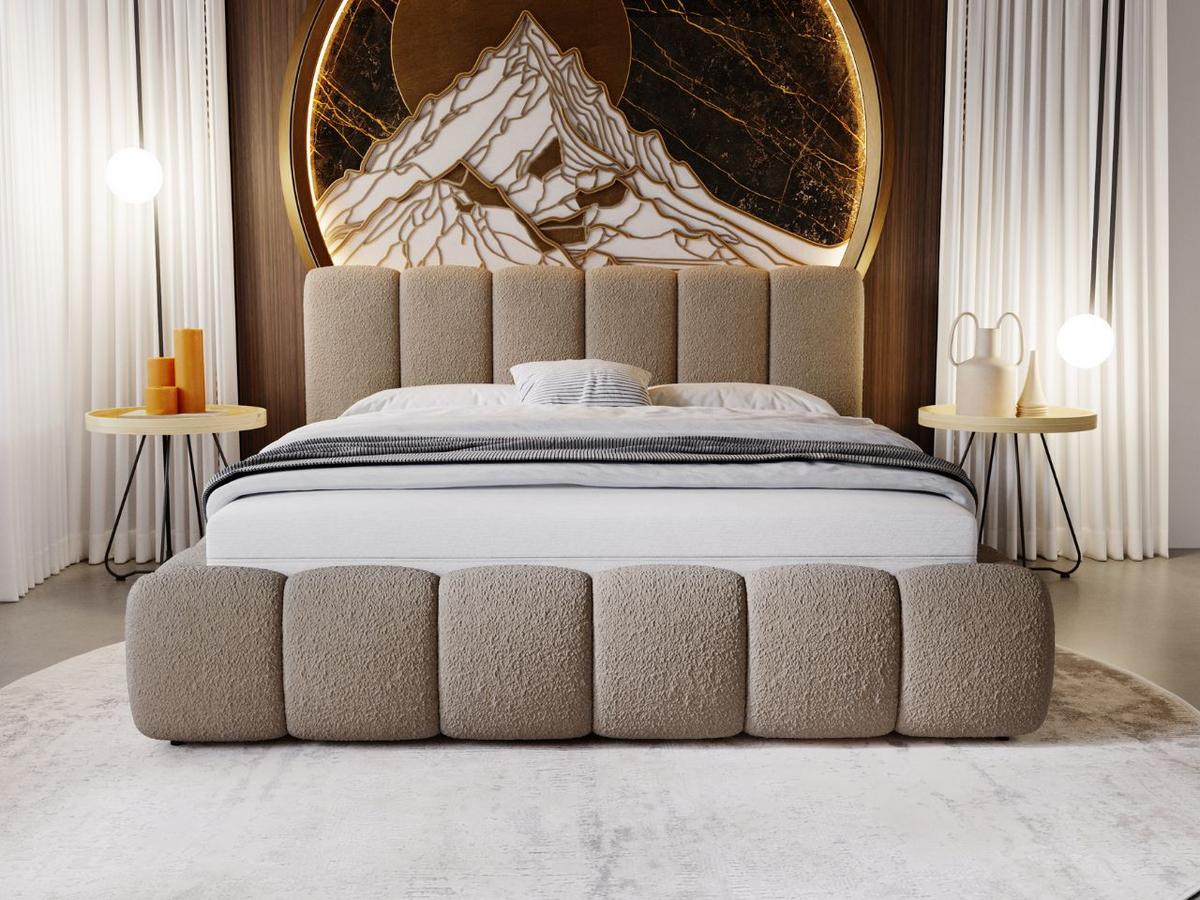 POLSTERBETT Cloud 140x200 Bouclé-Stoff Braun - Braun, Textil (140/200cm) - Graingold