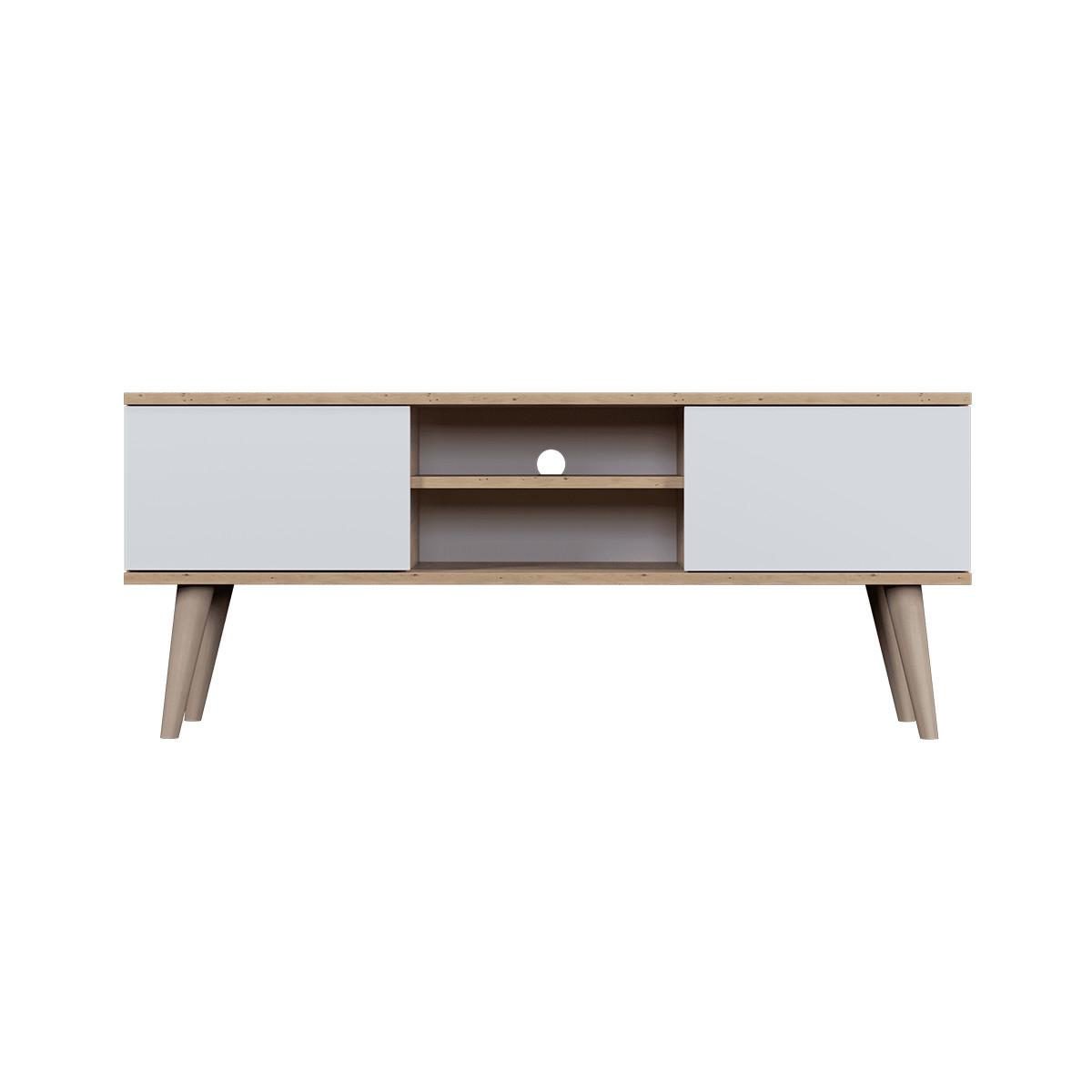 TV-MÖBEL Toronto Weiß und Holz - Weiß/Braun, Holzwerkstoff (120/35/55cm) - Petits-meubles