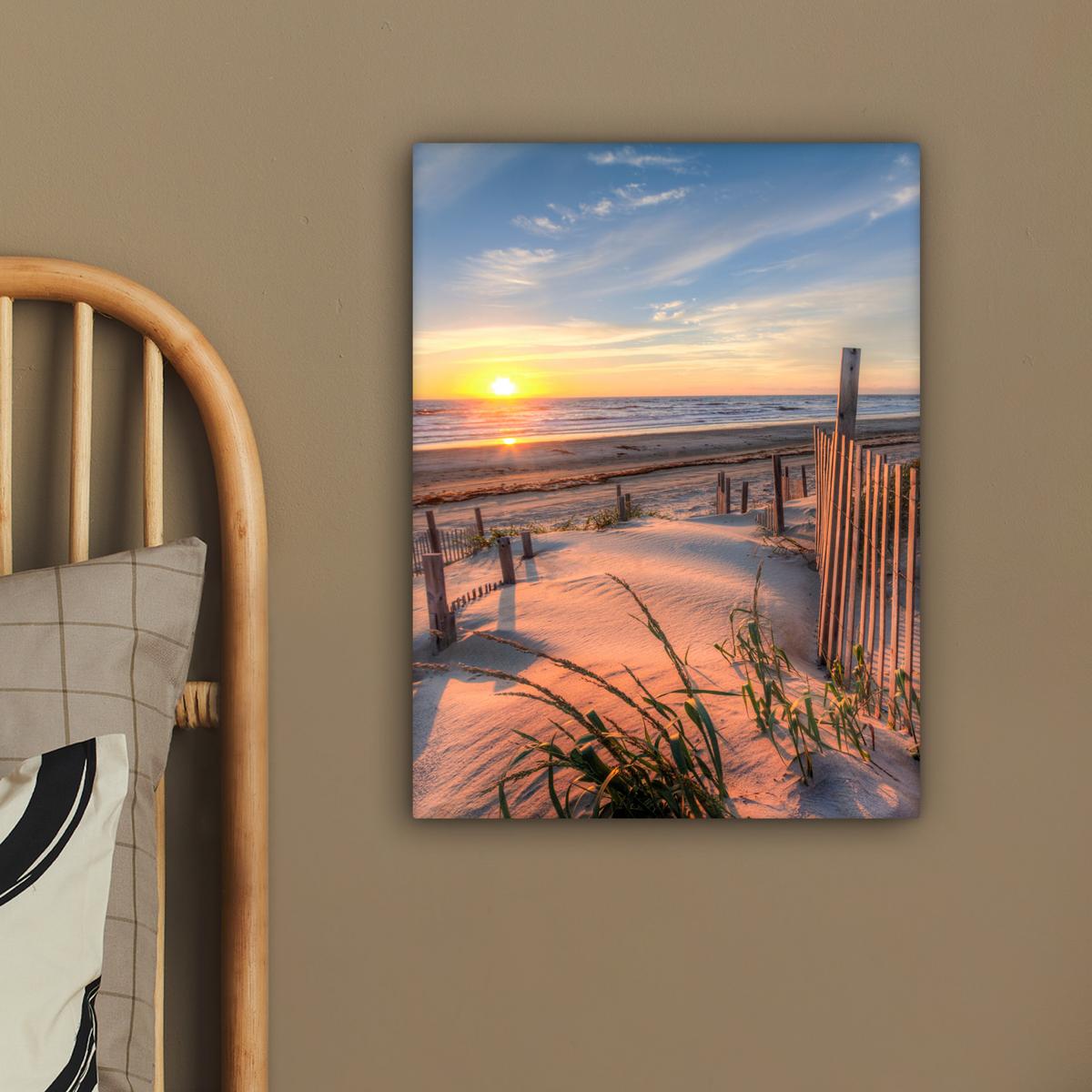 LEINWANDBILD Strand - Meer - Düne - Sonnenuntergang - Landschaft Room Decor 30x40 cm - Beige, Textil (30/40cm) - MuchoWow