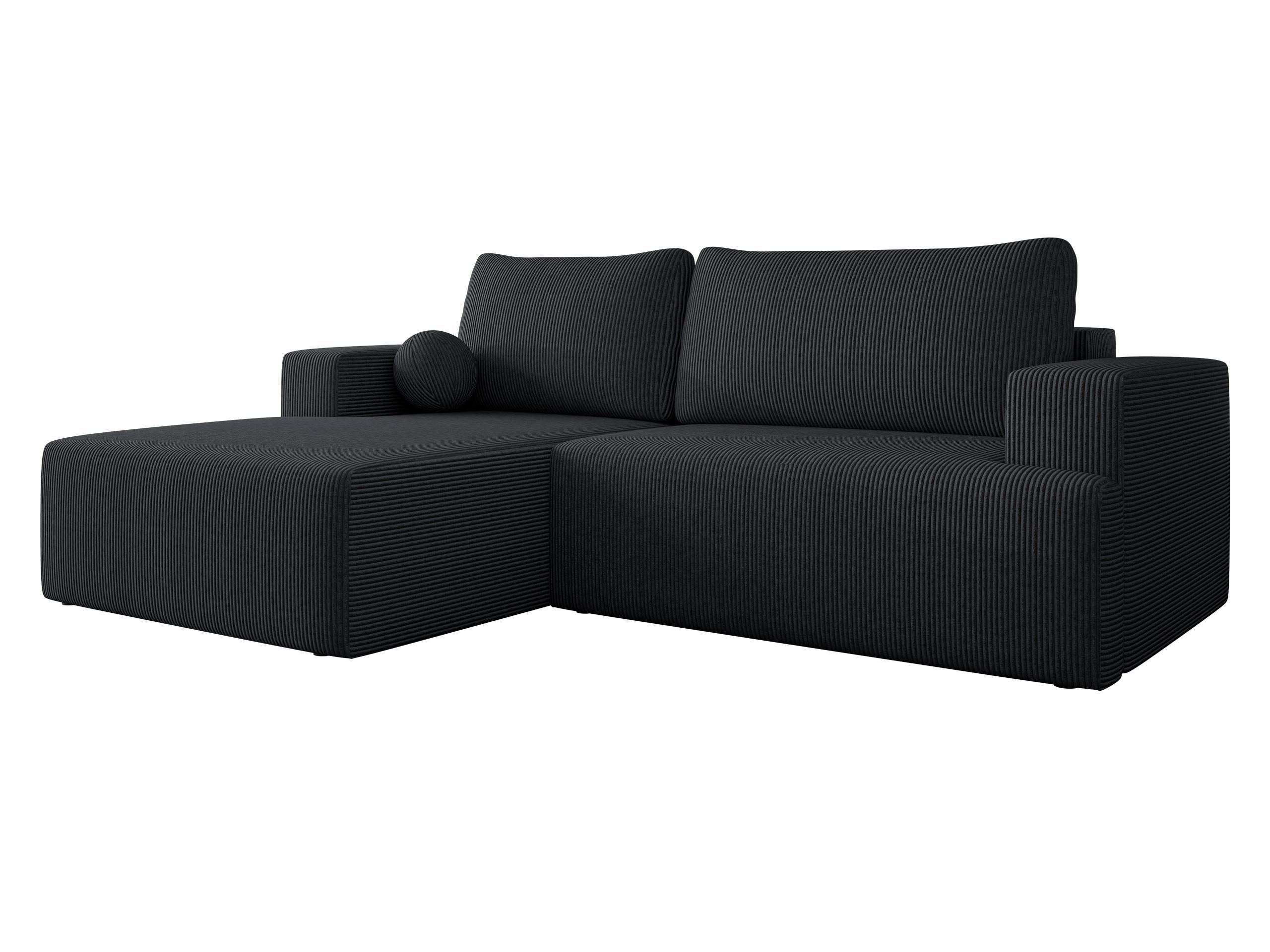 ECKSOFA Mivo Cord, Seite: Links - Schwarz, Holz/Kunststoff (266/163cm) - MIRJAN24
