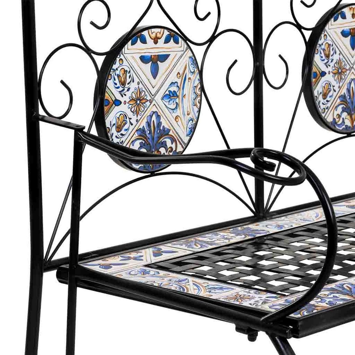 BANK, schwarz, 110x50x88cm - Schwarz, Metall (110/88/50cm) - Wanderlust