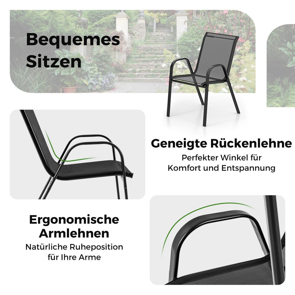 BALKONMÖBEL Set Balkon(3-teilig) - Grau, Metall (67/83/55cm) - COSTWAY