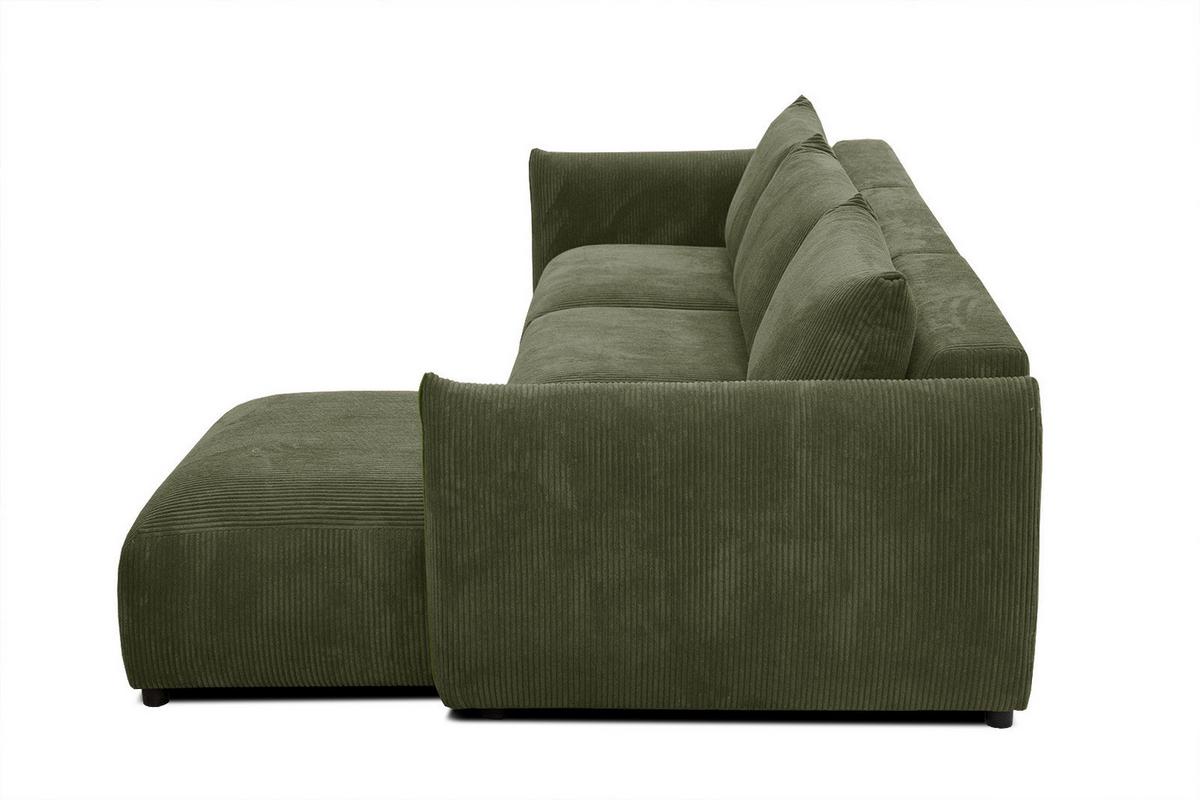 ECKSOFA TAUER 5-Sitzer, olivgrün - Schwarz/Olivgrün, Holzwerkstoff/Kunststoff (294/173cm) - Wozimo