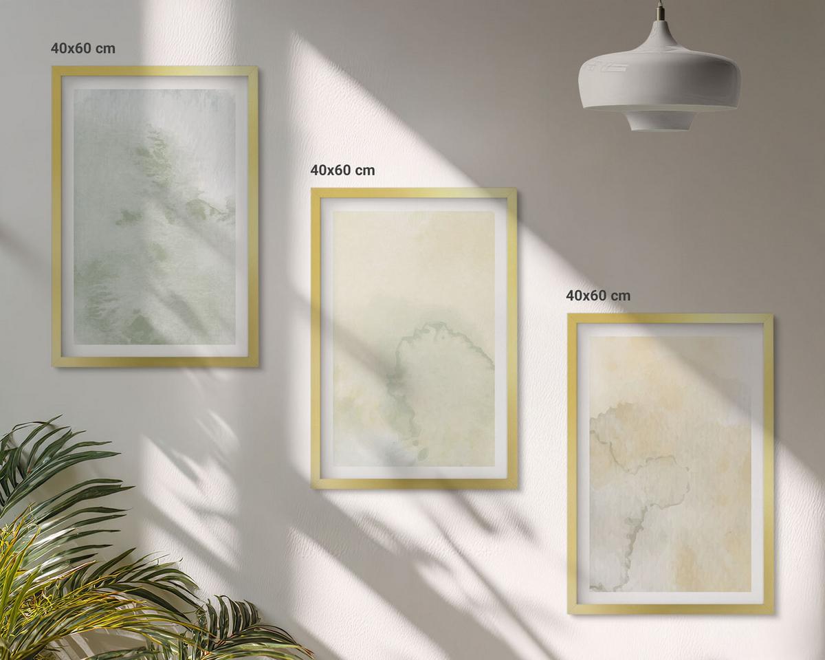BILDER SET 3er Set - 40x60 cm Goldrahmen - Pastellfarbene Aquarelltexturen - Goldfarben, Kunststoff (40/60cm) - TULUP