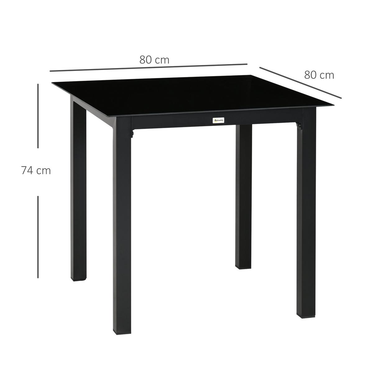 GARTENTISCH, Schwarz, Aluminium - Schwarz, Metall (80/80/74cm) - Outsunny