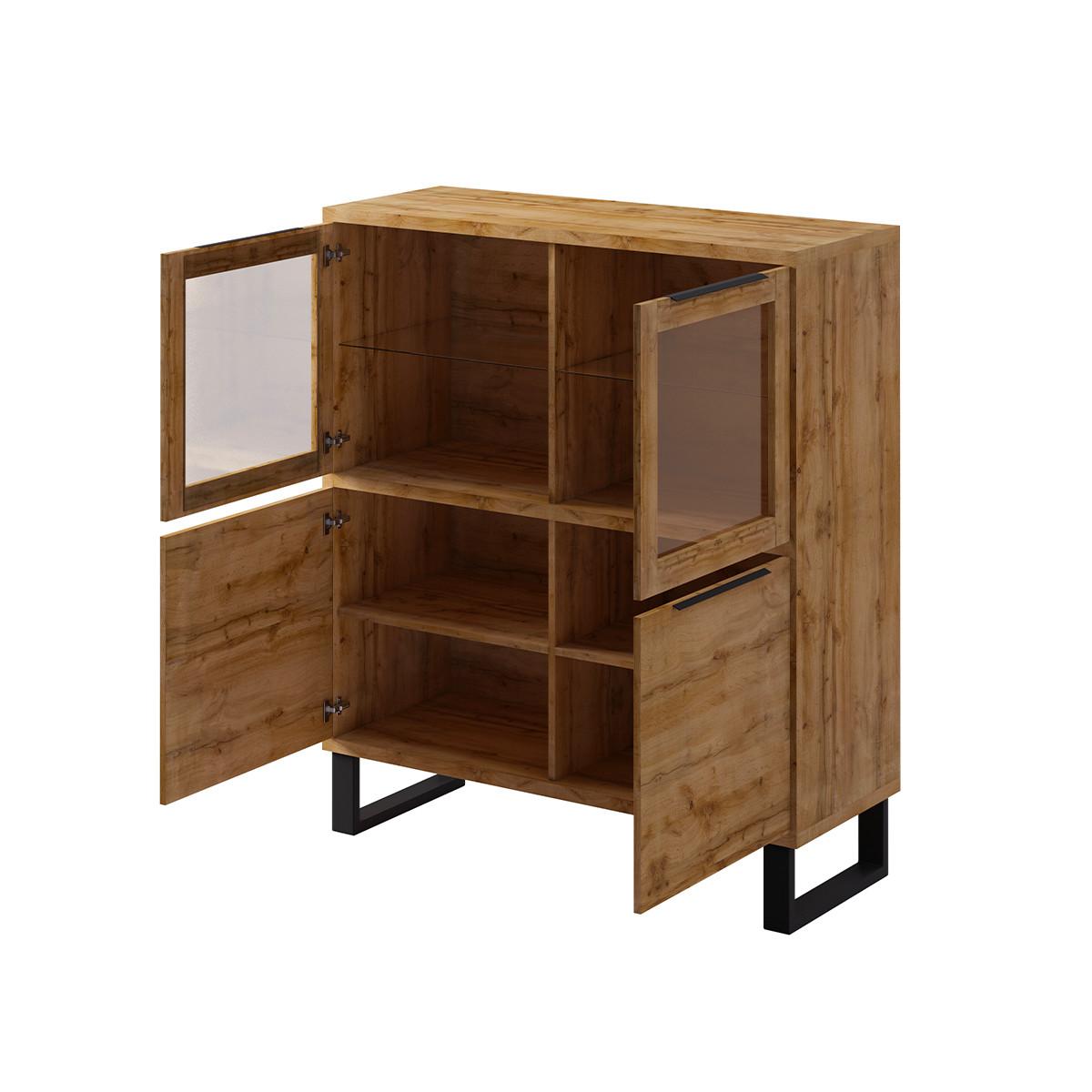 GESCHIRRSCHRANK Eden Holz und Metall - Braun, Holzwerkstoff (120/140/45cm) - Petits-meubles