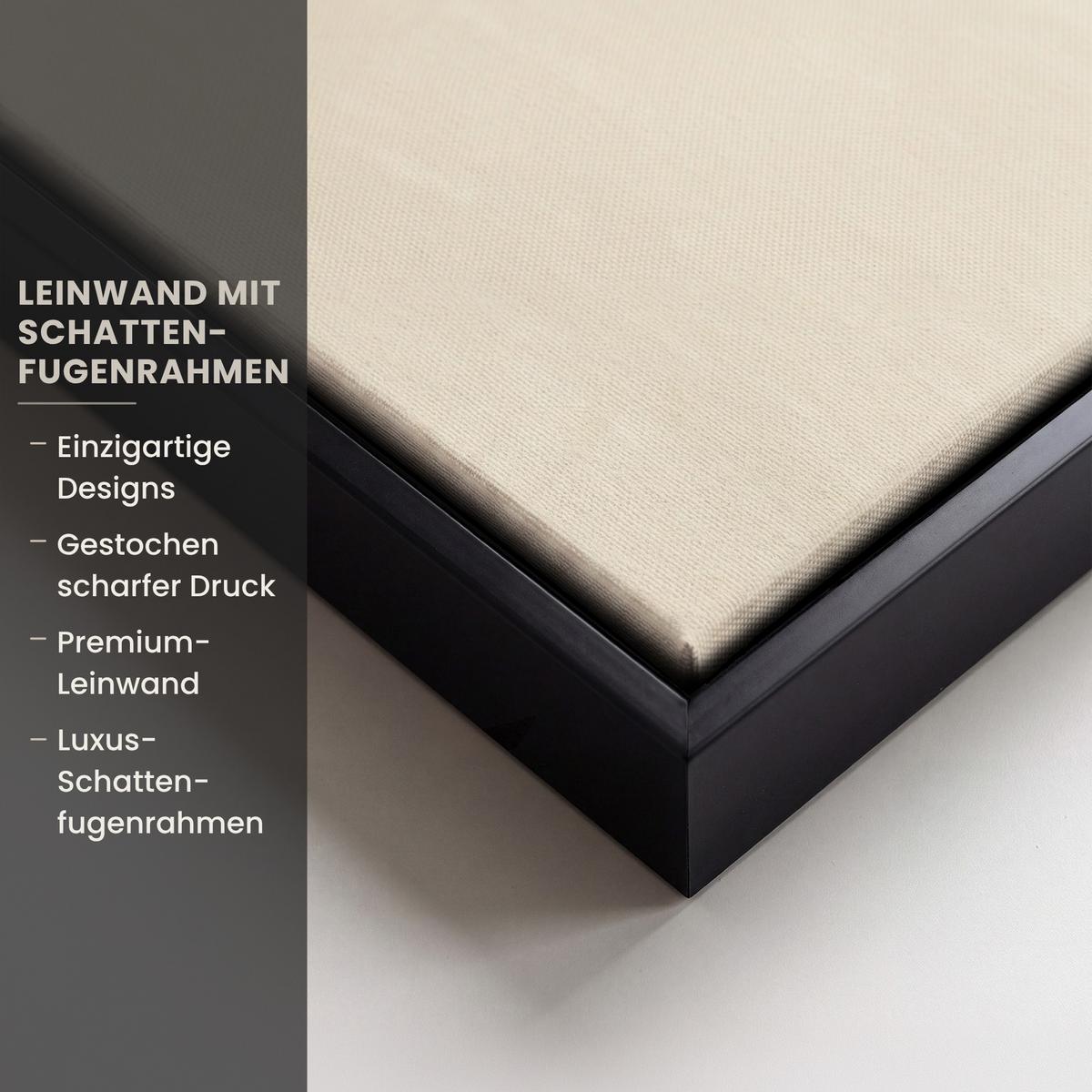 LEINWAND Bilder mit Rahmen - Japandi - Bambus - Beige - 120x80 - Eukalyptusholzfarben, Textil (120/80cm) - MuchoWow