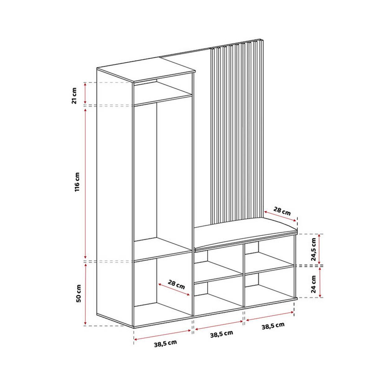 GARDEROBENSCHRANK LUCA in 129/30/196 cm, Artisan-Eiche - Schwarz/Eiche Artisan, Holzwerkstoff/Metall (128.5/195.5/30cm) - Idohome