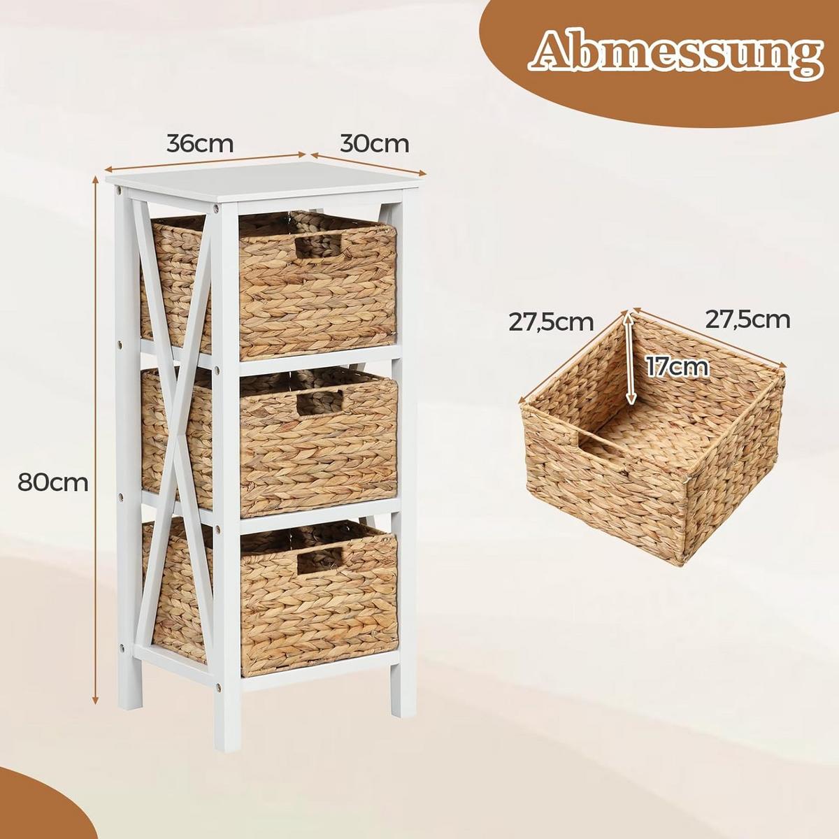 NACHTTISCH Weiß(2er-Set) - Weiß, Holz (36/80/30cm) - COSTWAY