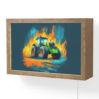 WANDLEUCHTE Abstrakt - Traktor - Grün 30x20 cm - Dunkelblau, Holzwerkstoff (30/20/8cm) - OnlyWow