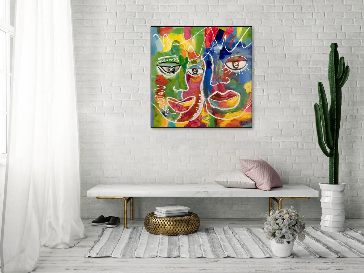 ACRYLBILD HANDGEMALT 80/80 cm - Multicolor, Holz/Textil (80/80cm) - KUNSTLOFT
