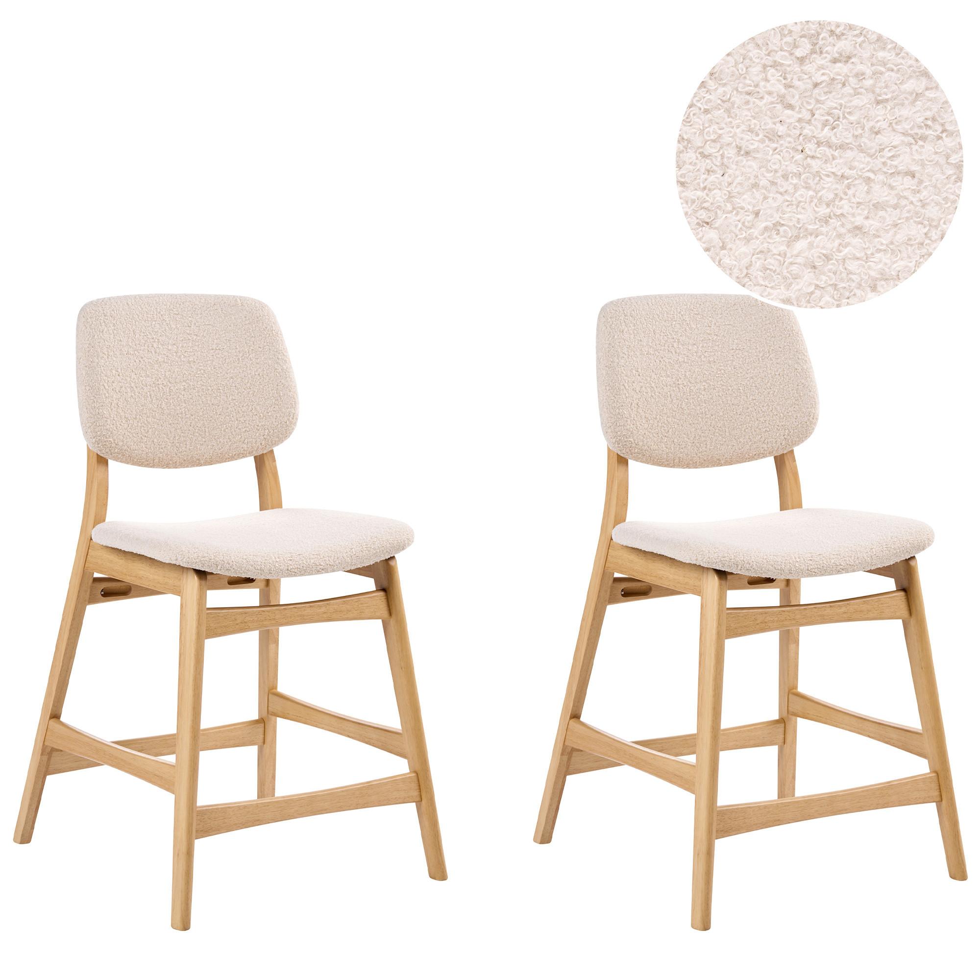 BARSTUHL 2er-Set Bouclé Hellbraun/Beige Elaine - Beige, Textil (53/98/62cm) - Beliani
