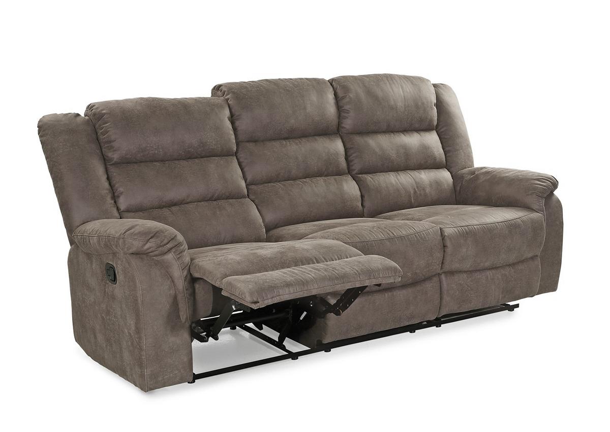 3-SITZER-RELAXSOFA Federkern, Liegefunktion verstellbar durch halbautomatische Relaxfunktion B212/T93/H103 cm, Mikrofaser Vintage Graubraun / 15134 - Graubraun/Schwarz, Textil (212/103/93cm) - luma-home