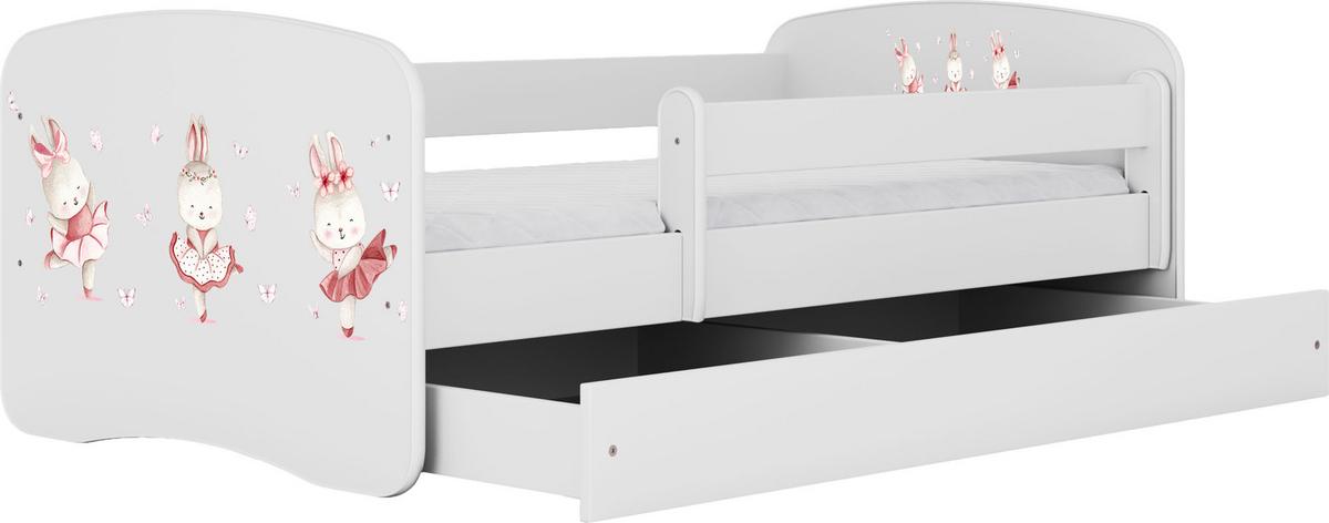 KINDERBETT Emily mit Schublade und Matratze, Weiß 70x140 cm - Altrosa, Holzwerkstoff (140/70cm) - WFL GROUP