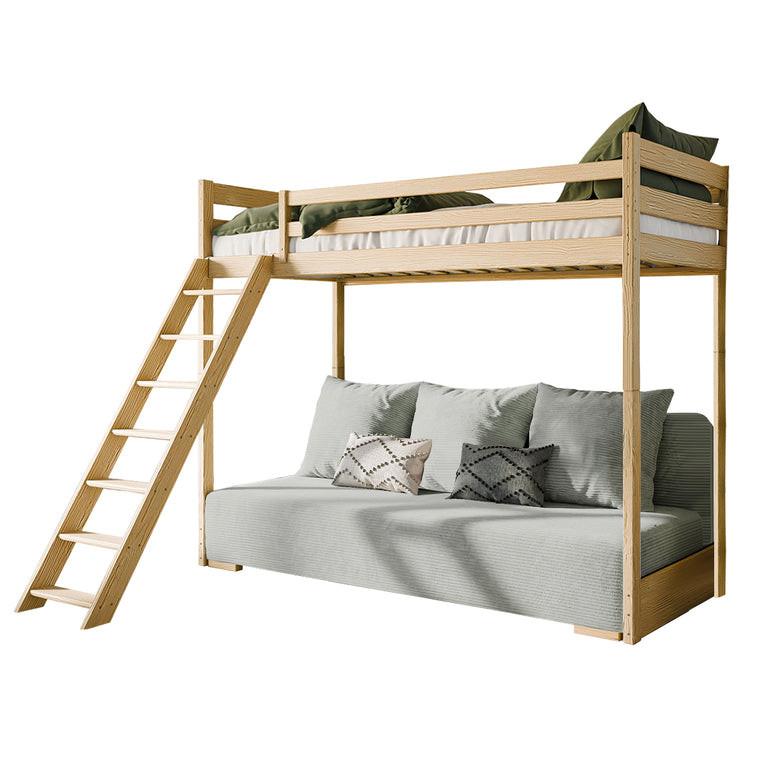 BETT 90/200 Orlane Holz und Grau - Grau, Holz (90/200cm) - Petits-meubles