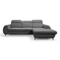ECKSOFA PURO R-S Grau Plüsch-Stoff mit Schlaffunktion - Grau, Holz (275/166cm) - MASSENO