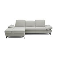 ECKSOFA FELICE L-S Hellgrau Geflochtener Stoff mit Schlaffunktion - Creme, Holz (284/166cm) - MASSENO