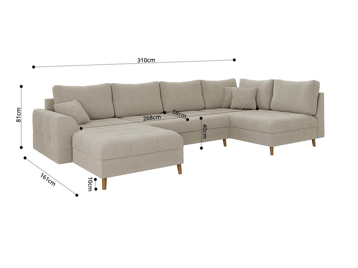 WOHNLANDSCHAFT inkl. Hocker Henrik Beige Boucle - Beige/Braun, Holz/Textil (310/81/161cm) - S-Style