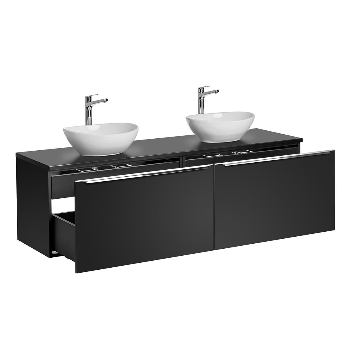 BADMÖBEL 160cm Éros 2er-Set Schwarz - Schwarz, Holzwerkstoff (160/48/46cm) - Petits-meubles