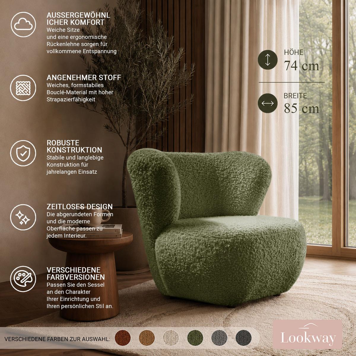 SESSEL ARLO LOUNGE Rolf 08 - Graphitfarben, Textil (85/74/58cm) - Lookway