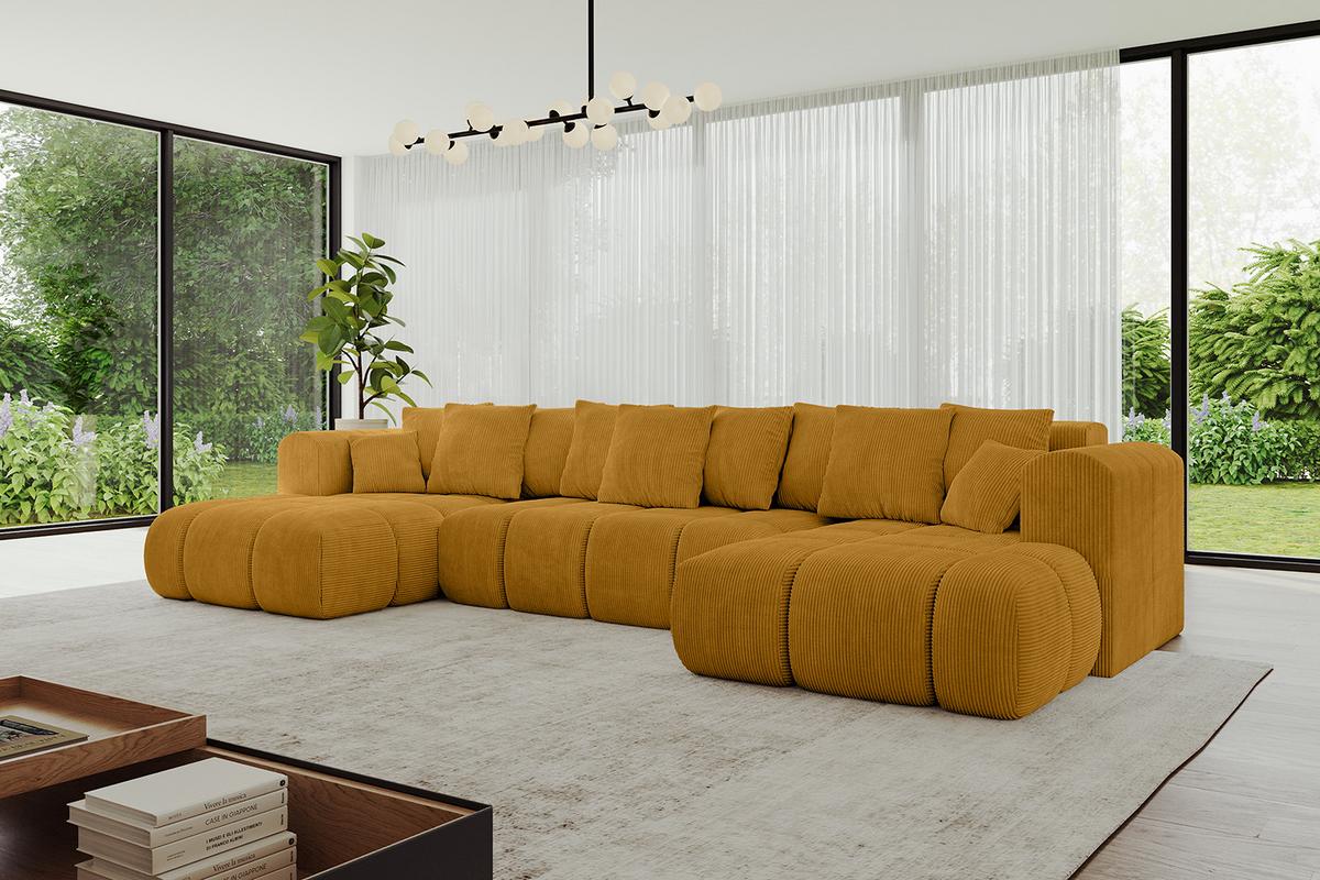 WOHNLANDSCHAFT CLOUD-U-v1 405x185x90 Senfgelb Cord - Currygelb, Holzwerkstoff/Kunststoff (405/90/185cm) - ALTDECOR