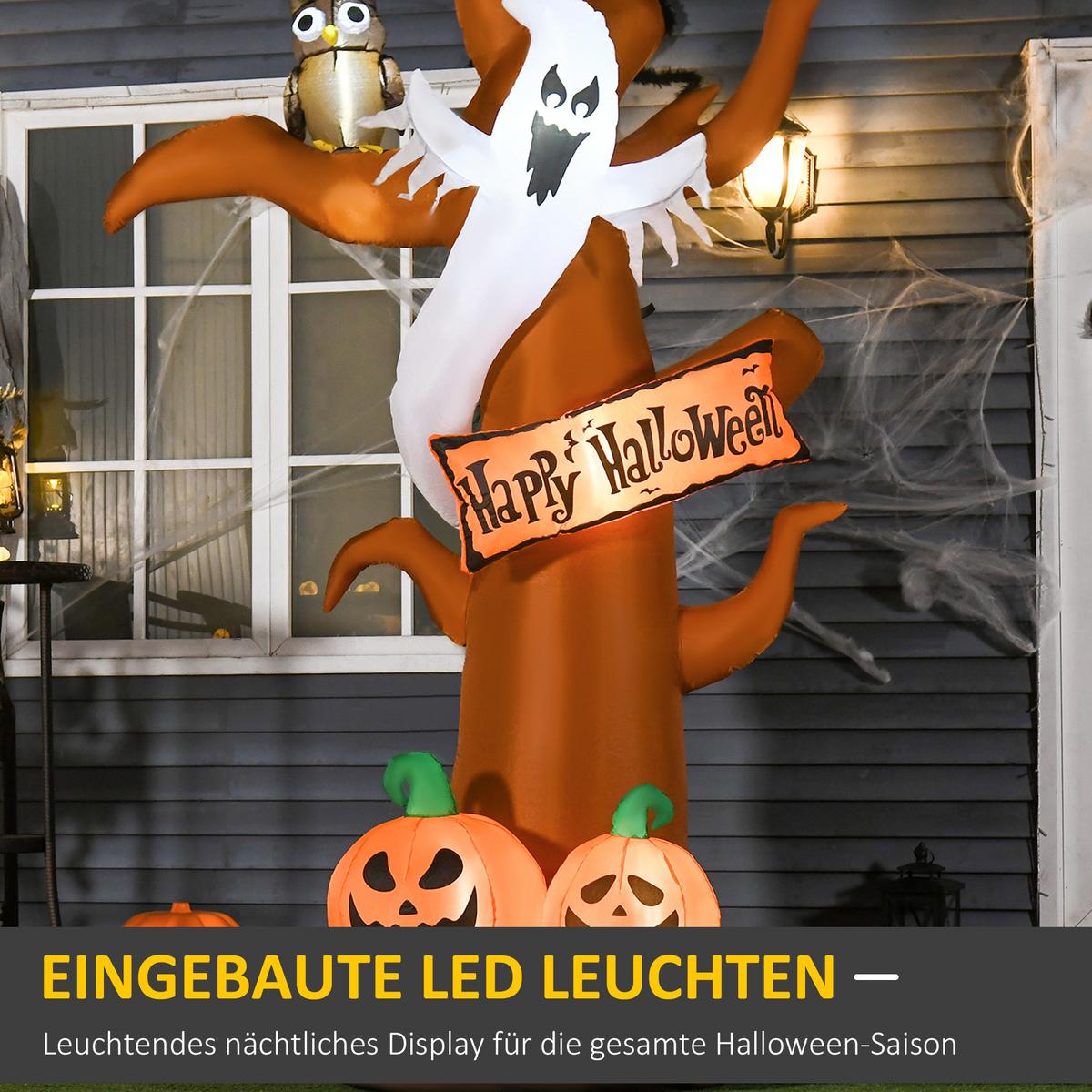 AUFBLASBAR Halloween Baum Gespenst mit LED Module für den Garten Polyester Braun - Braun, Kunststoff (107/274/156cm) - HOMCOM