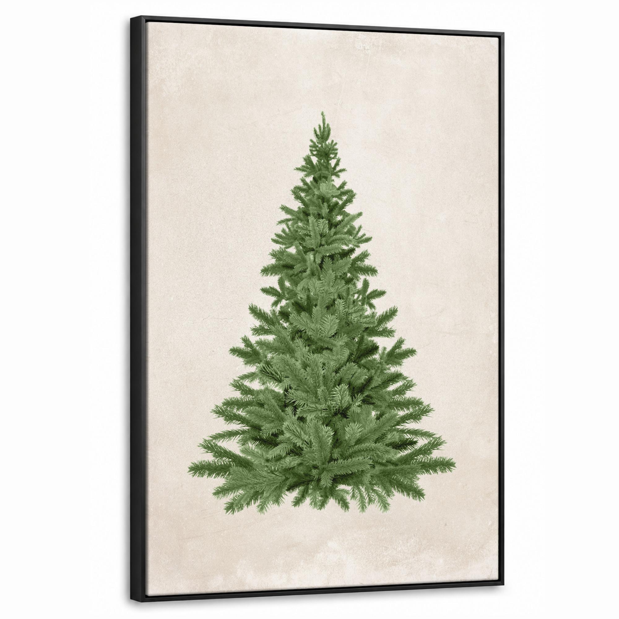 LEINWAND Bilder mit Rahmen - Weihnachtsbaum - Grün - Weihnachten - Feiertage - 60x90 - Olivgrün, Textil (60/90cm) - MuchoWow
