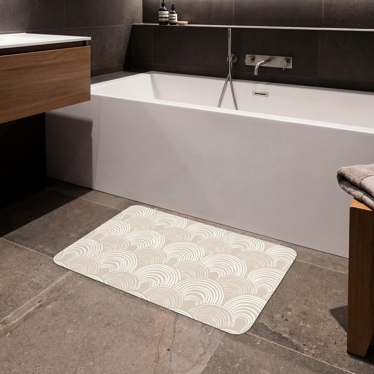 BADEMATTE Wellen - Textur - Beige 80x50 cm - Kaschmir, Textil (80/50cm) - OnlyWow
