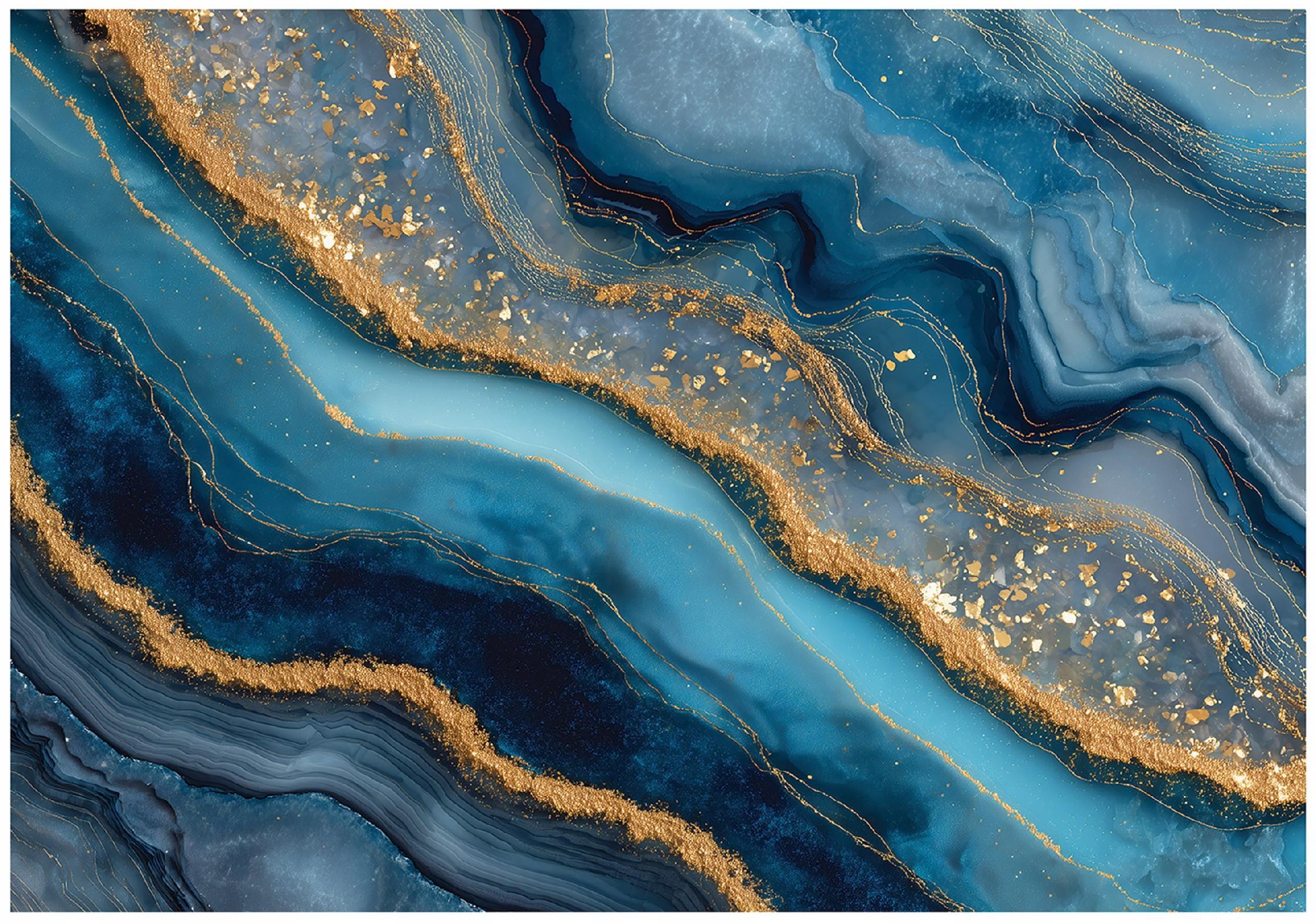 FOTOTAPETE Marmor Abstrakt Blau 250x175 cm - Multicolor, Papier (250/175cm) - Wallarena