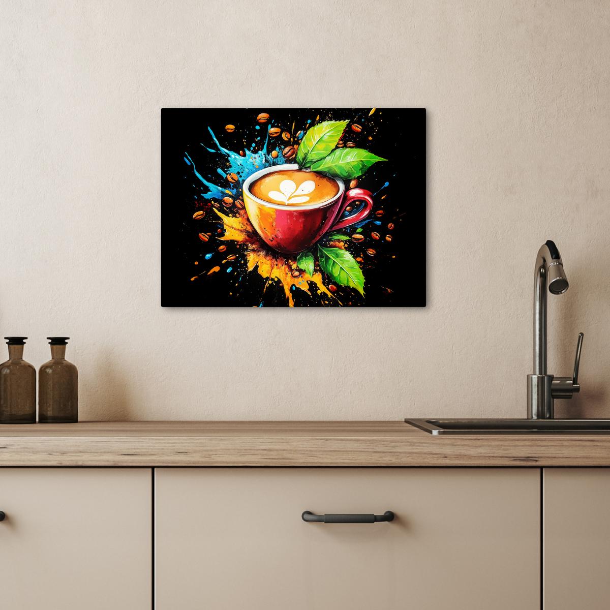 LEINWANDBILD Kaffee - Graffiti - Trinken - Abstrakt Wandbild 40x30 cm - Mokka, Textil (40/30cm) - MuchoWow