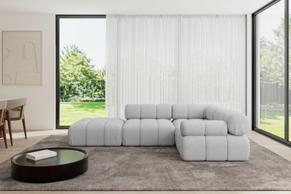 ECKSOFA modulares Sofa Felto-L1 - 285x190x70 cm Hellgrau Bouclé - Hellgrau, Holzwerkstoff/Textil (285/190cm) - ALTDECOR