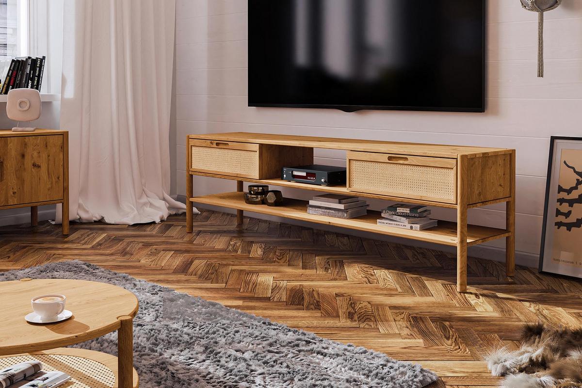 TV-SCHRANK INA Wildeiche - Mokka, Holz (204/64/46cm) - byoak