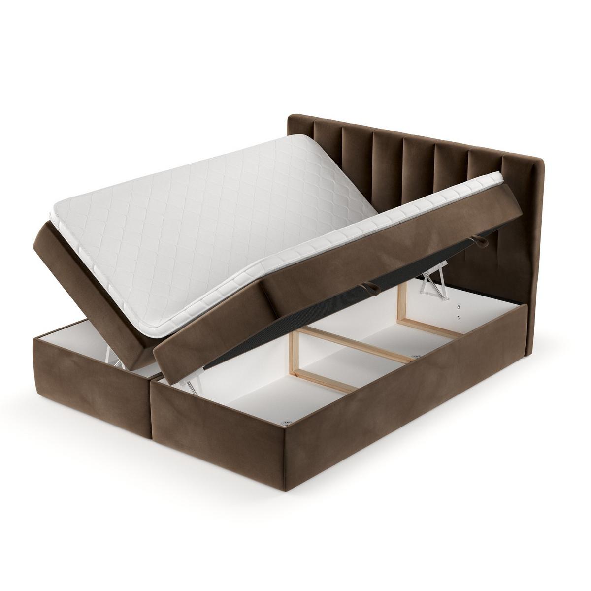 BOXBETT Bari 140/200 cm Braun im Kronos Stoff - Braun, Holz/Holzwerkstoff (140/200cm) - AltaBeds