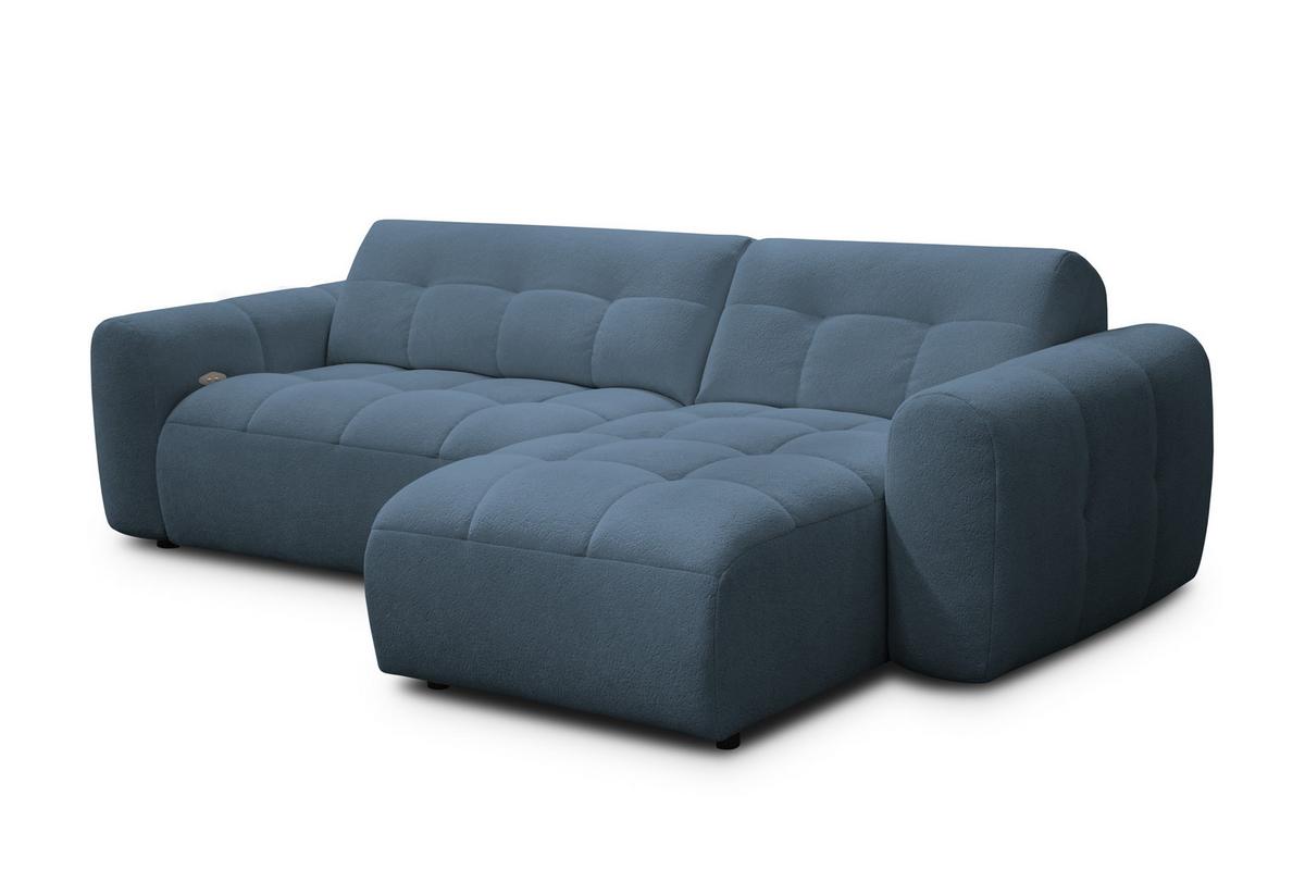 ECKSOFA LUMERO 4-Sitzer RECHTS, marineblau - Blau/Schwarz, Holz/Textil (275/166cm) - Courtois Laville