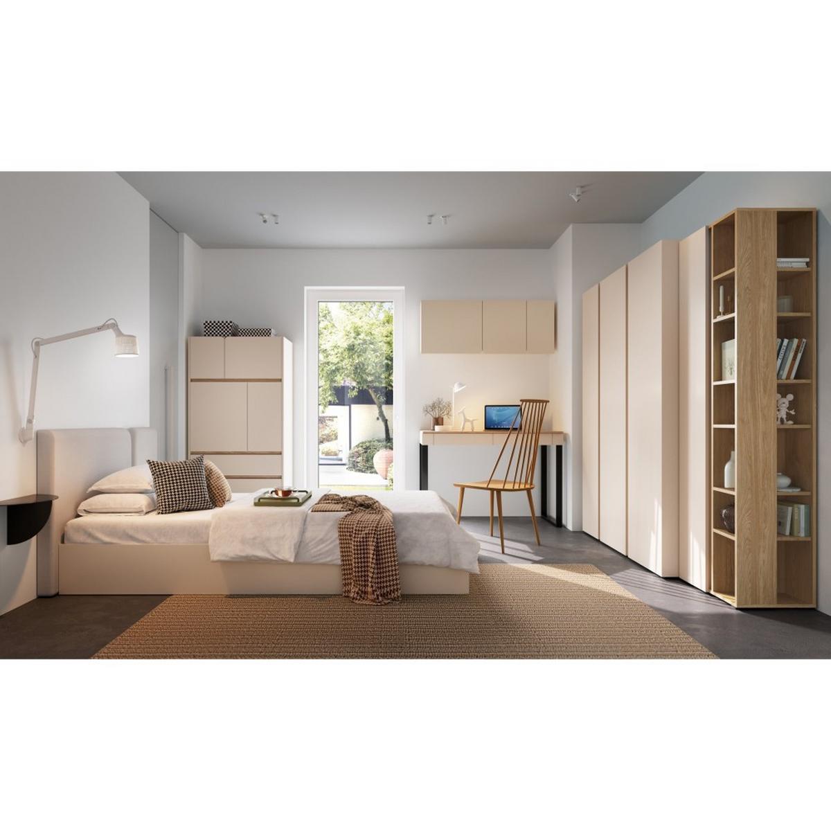 JUGENDBETT Lico mit Bettkasten, 90x200 cm, Sandbeige - Beige/Schwarz, Holzwerkstoff (90/200cm) - Beautysofa
