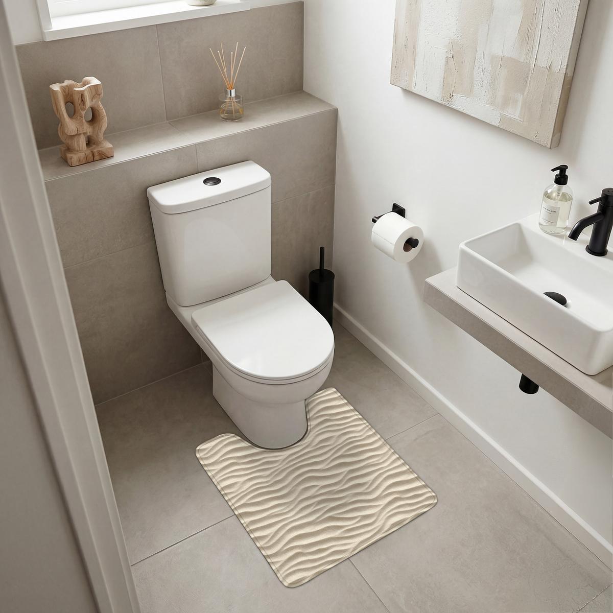 WC-VORLEGER Sand - Wellen - Beige Toilettenvorleger 55x60 cm - Beige, Textil (55/1cm) - OnlyWow