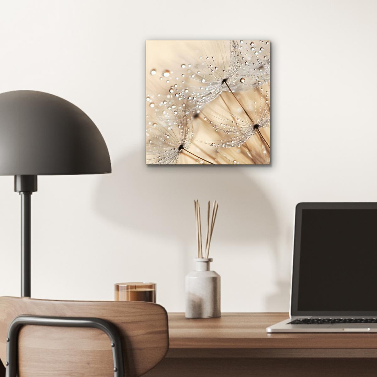 METALLBILD Löwenzahn - Abstrakt - Natur - Beige 20x20 cm - Braun, Metall (20/20cm) - MuchoWow