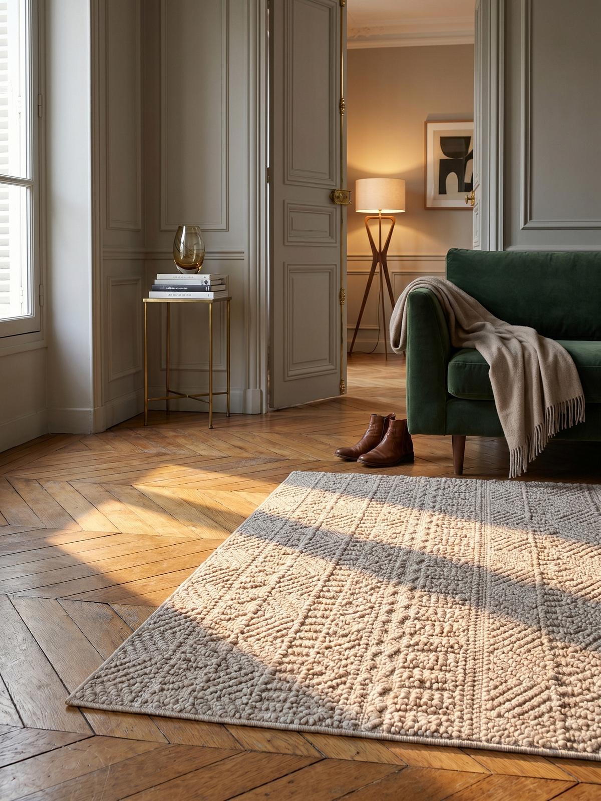 TEPPICH Flachgewebe LANGAU in Beige, mit Ethno-Streifen, 160 x 230 cm - Beige, Textil (160/230cm) - KADIMA DESIGN